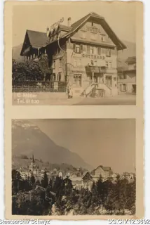 Hotel Gotthard und Dorfteil mit Rigi, Goldau (keine Angabe)