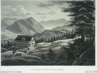 Gasthaus Rigi-Kaltbad und Kapelle St. Michael (1820 - 1830)