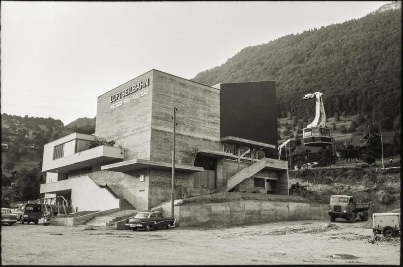Bau Weggis-Rigi Seilbahn, in Weggis (1967)