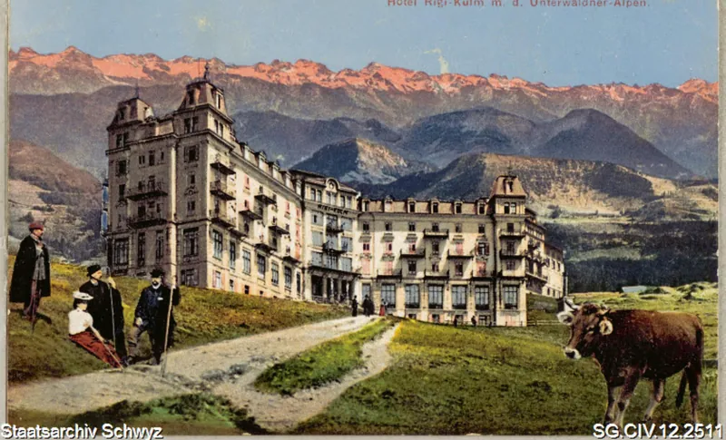Rigi-Kulm: Hotel Schreiber und die Unterwaldner-Alpen (1911)