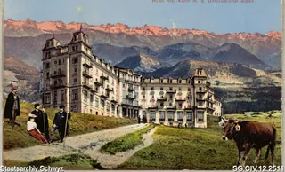 Rigi-Kulm: Hotel Schreiber und die Unterwaldner-Alpen (1911)