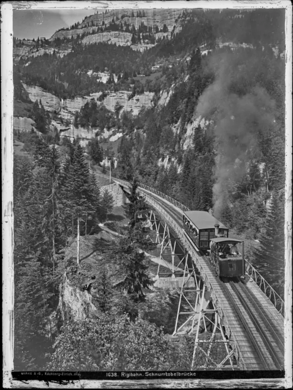 Vitznau, Vitznau- Rigi -Bahn, Schnurtobelbrücke, Teilansicht (1906)