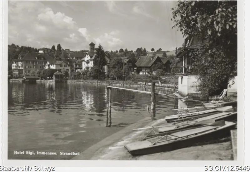 Hotel Rigi, Immensee: Strandbad (vor 1950)