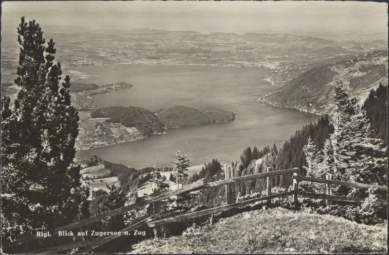 Rigi, Blick auf Zugersee und Zug (1950)