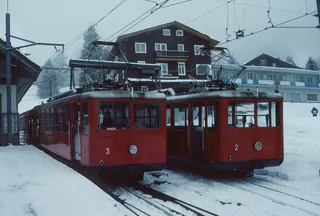 Rigi-Kaltbad, VRB railcars Bhe 2/4 No.2 and No.3 (2/1985)