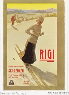 Werbeplakat: Erstes Internationales Ski-Rennen auf der Rigi (1907)