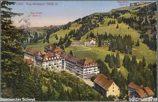 Rigi-Klösterli mit Hotelanlagen und Kapelle Maria zum Schnee (1928)