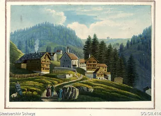 Kapelle Maria zum Schnee und Umgebung Rigi Klösterli (1830 - 1840)