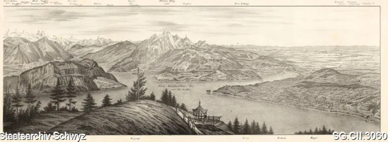 Panorama Rigi-Kaltbad vom Rigi Känzeli aus (1830 - 1860)