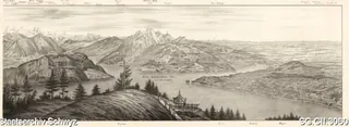 Panorama Rigi-Kaltbad vom Rigi Känzeli aus (1830 - 1860)