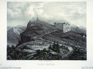 Hotel Rigi-Kulm mit Aussichtsturm (ca. 1860)