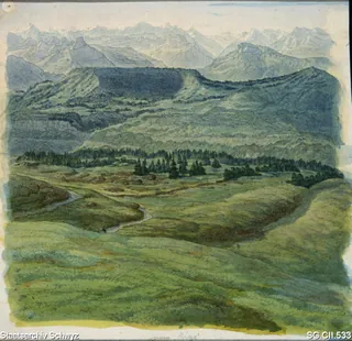 Blick von Rigi-Kulm neben Rigi-Scheidegg gegen die Urnerberge (1800 - 1850)