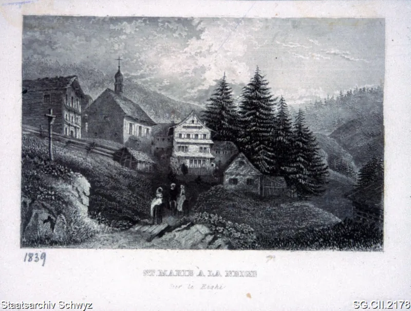Rigi-Klösterlii mit Kapelle Maria zum Schnee (1839)