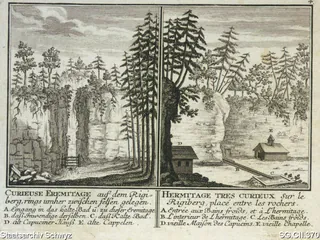 Eingang zum Felsentor, Kapelle und Einsiedelei, Rigi Kaltbad (ca. 1750)