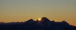 Rigi-Kulm, sunset on Mount Pilatus, view to west-southwest (WSW) (1991)
