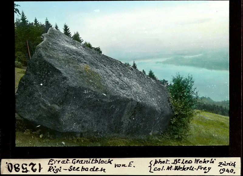 Errat. Granite block, Rigi lake bottom from east (1940)