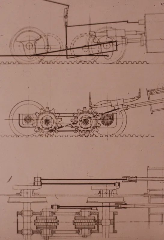 Functional diagram of the Riggenbach gear system of the Vitznau-Rigi Railway (VRB) (unbekannt)