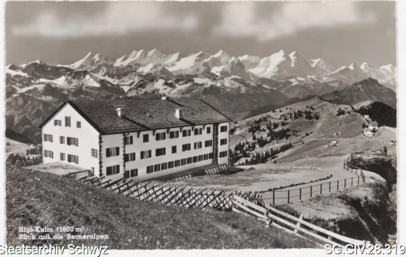 Rigi-Kulm (1800 m), Blick auf die Berneralpen (nach 1954)
