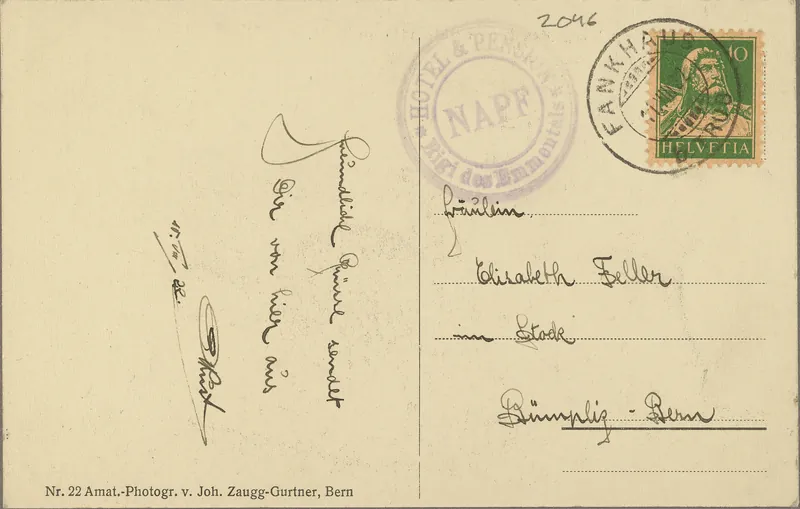 Hotel-Pension Napf, Rigi of the Emmental 1411 m (vor 10.08.1922)