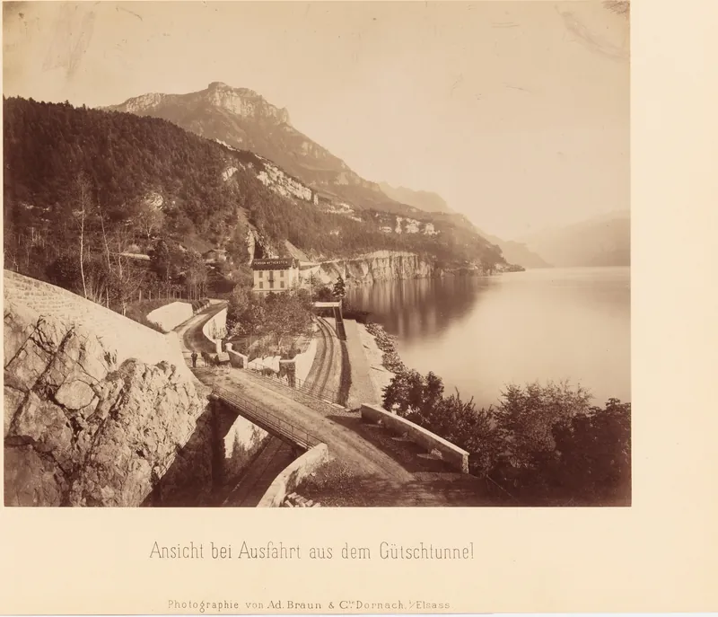 Ansicht bei Ausfahrt aus dem Gütschtunnel (between 1881 and 1882)