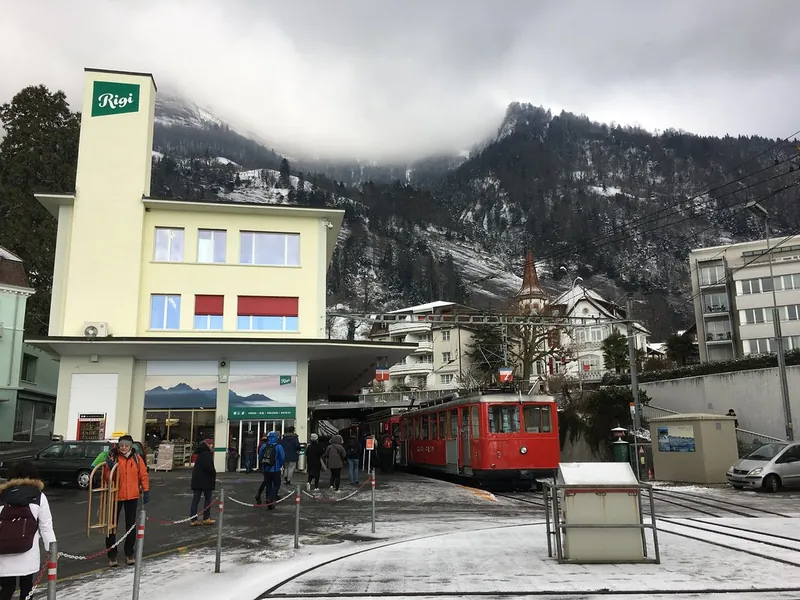 The terminus of the Vitznau-Rigi cog railway