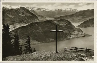 Rigi-Känzeli (1,450 m above sea level), view of Bürgenstock and the Berneralps (vor 21.06.1948)