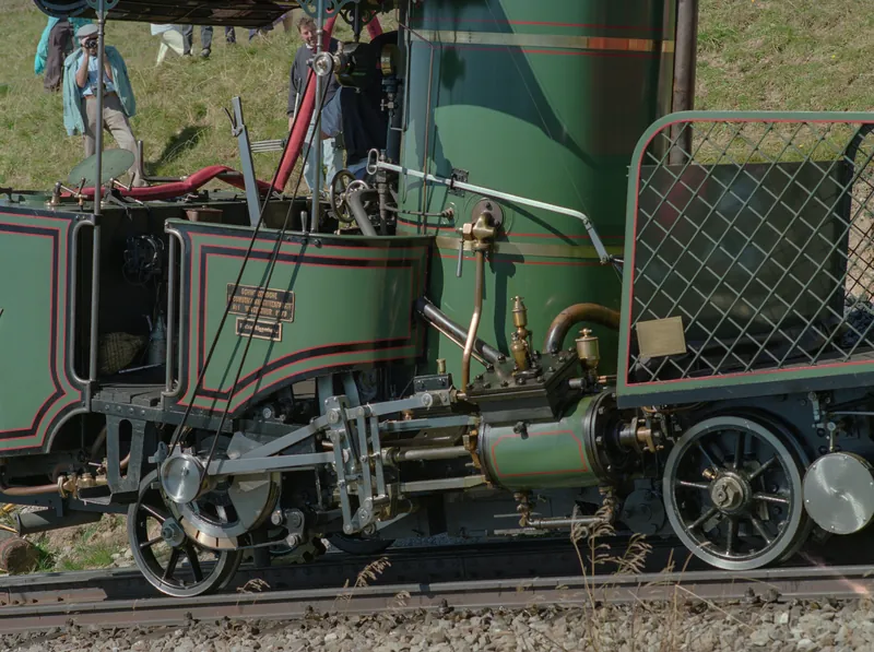 Canton SZ, Arth, Rigi Kulm, steam festival on September 30, 1996, motor and driving trailer Bdeh 4/4 15, steam locomotive No. 7 (1st steam locomotive of the SLM) VRB He 2/2 18, VRB Bdeh 4/4 22 with Bt 32 (30.09.1996)