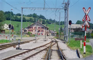 Leukerbad : Ex station building of the LLB ; MOB railcar, ex BDe 4/4 28 in Montbovon ; snowplow X 10 of the MOB, tpf tractor 12 ; BDe 4/4 142 in new dress ; Vitznau-Rigi steam loco 17 ; Ballwil with train 6033, Bt 906 at 11:35 in Ballwil ; train 6044 to Lenzburg in Hochdorf at 12:32, NPZ (16.07.2002-27.07.2002)