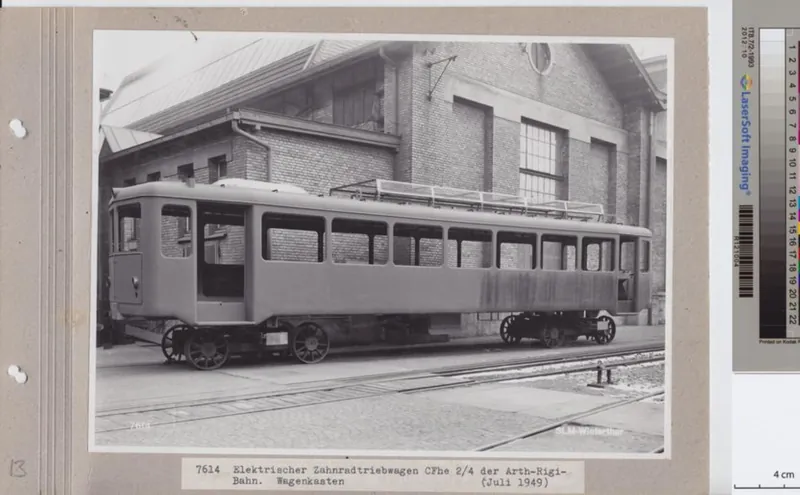 Elektrischer Zahnradtriebwagen CFhe 2/4 der Arth- Rigi -Bahn-Wagenkasten (ca. 1949)