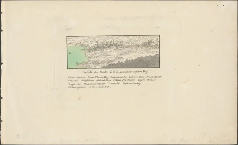 Ansicht der Stadt Zug, gezeichnet auf dem Rigi (approx. 1823)