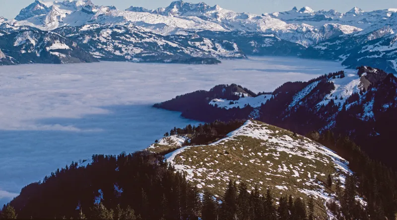 Rigi-Scheidegg, view to SZ-GL-Alps (1991)