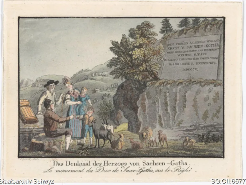 Gedenktafel für den Herzog von Sachsen-Gotha auf der Rigi (ca. 1830)
