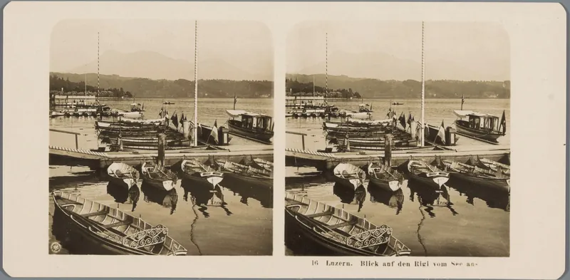 Haven te Luzern, met op de achtergrond de Rigi Luzern. Blick auf den Rigi vom See aus (titel op object), RP-F-00-9074 (ca. 1900 - ca. 1910)