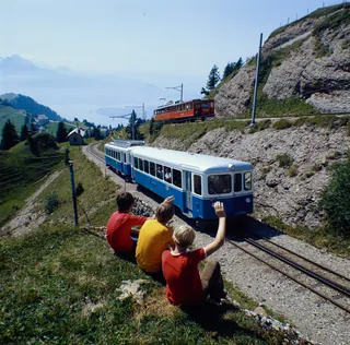 Between the Rigi Staffel and Rigi Kulm stations, Arth-Rigi Railway (08/1971)