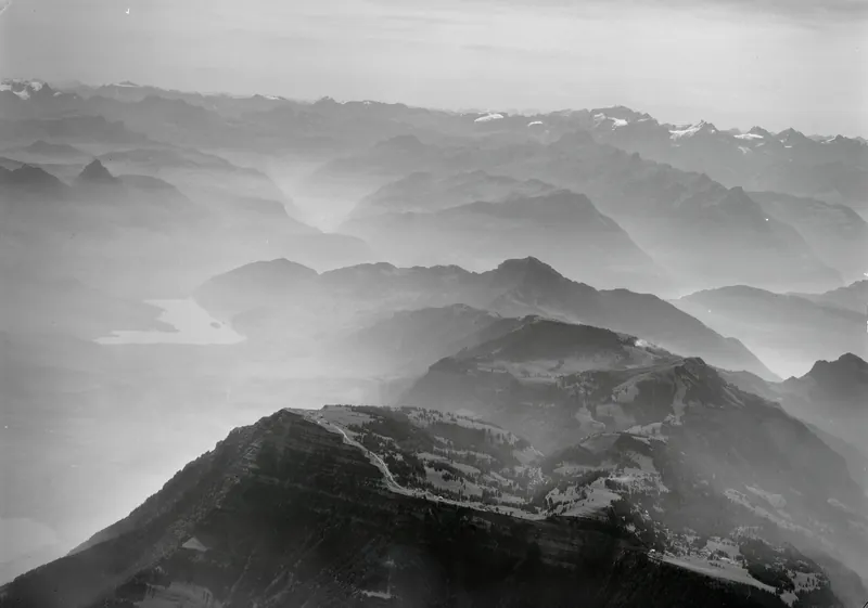 Küssnacht (SZ), Rigi massif, view to southeast (SE) (26.08.1964)