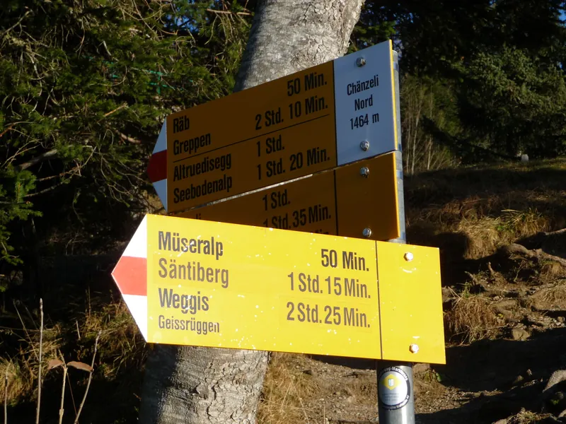 Wanderwegweiser Chänzeli Nord 1464 (2016-12-04 16:21:19)