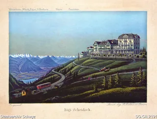 Rigi-Scheidegg: Hotelanlage, Rigibahn und Umgebung (1870 - 1880)