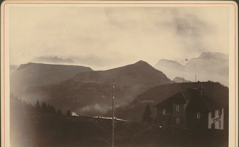 Rigi. Bergansicht mit Scheidegg und Hotel (1886)