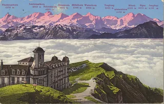 Rigi-Kulm, 1800 m, sea of fog and the Bernese High Alps (vor 08.07.1918)