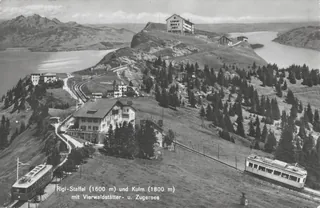 Rigi-Staffel (1600 m) and Kulm (1800 m) with Lake Lucerne and Lake Zug (ca. 1955)