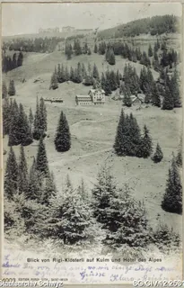 Blick von Rigi-Klösterli auf Kulm und Hotel des Alpes (1915)