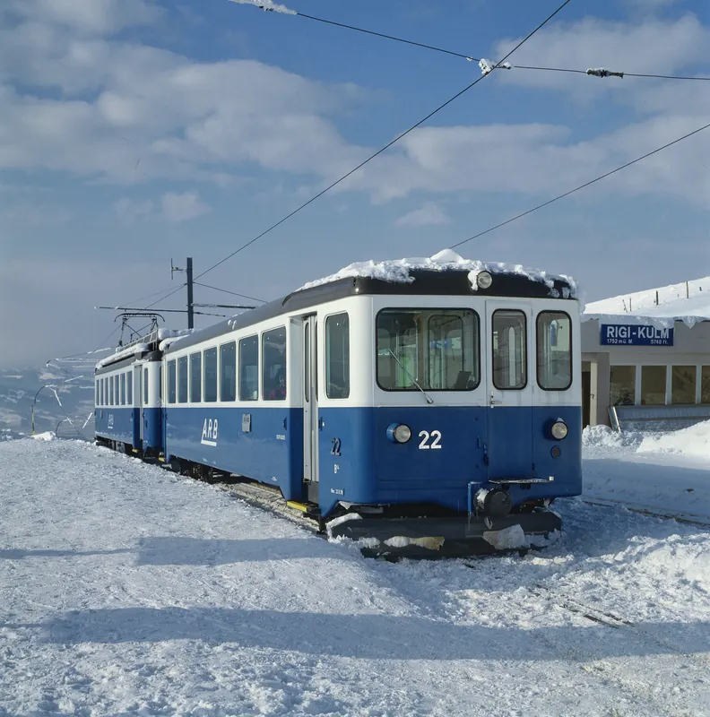 Rigi-Kulm, ARB train with BDhe 2/4 railcar No. 12 and Bt control car No. 22 (1991)