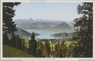 Rigi-Kaltbad gegen Vierwaldstättersee und die Alpen (vor 1958)