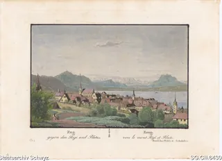 Stadt Zug gegen den Rigi und Pilatus (ca. 1820)
