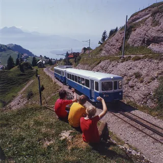 Rigi Shuttle, ARB train with BDhe 2/4 railcar and Bt control car (1975)