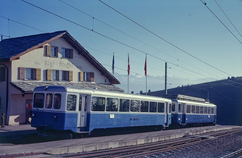 Rigi Line, ARB BDhe 2/4 railcar with Bt control car (1975)