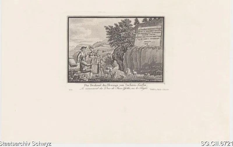 Gedenktafel für den Herzog von Sachsen-Gotha auf der Rigi (ca. 1840)