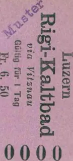 Gewöhnliches Billett, Luzern- Rigi -Kaltbad via Vitznau (1890 - 1899)