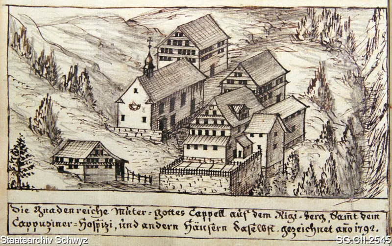 Rigi-Klösterli mit Kapelle Maria zum Schnee (1792)