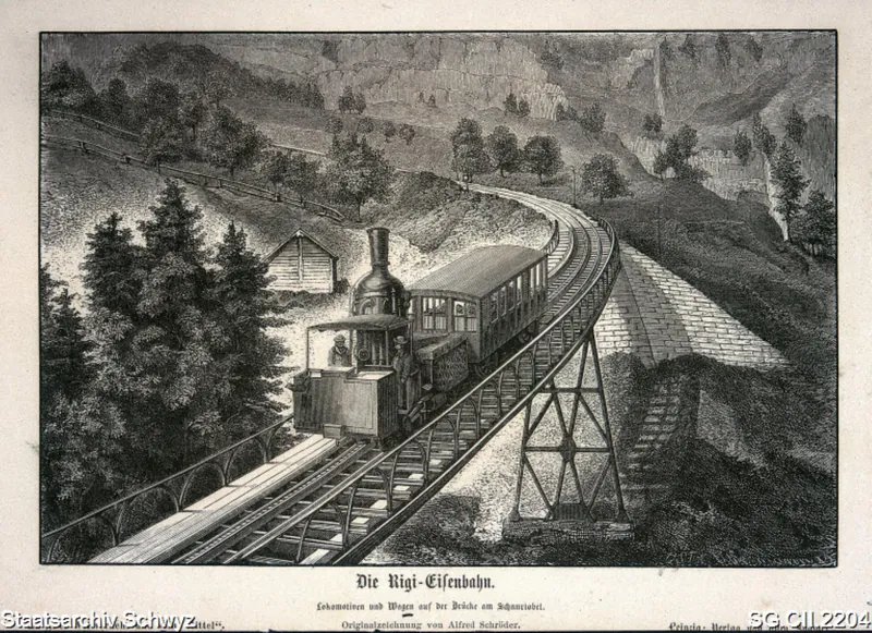 Schnurtobelbrücke mit Rigibahn (1900)